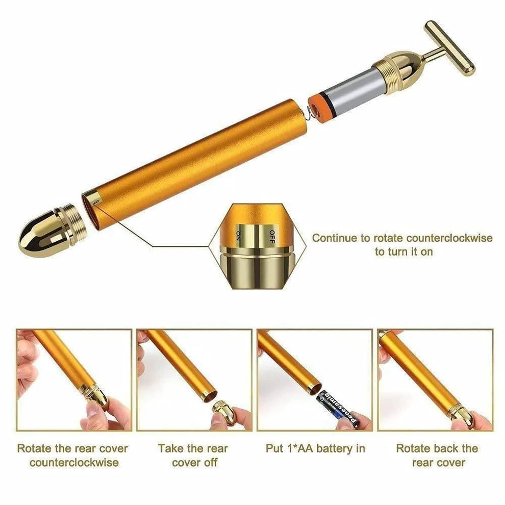 Gold T-Shape Vibrating Face Massager 🌟70% OFF🌟🌟