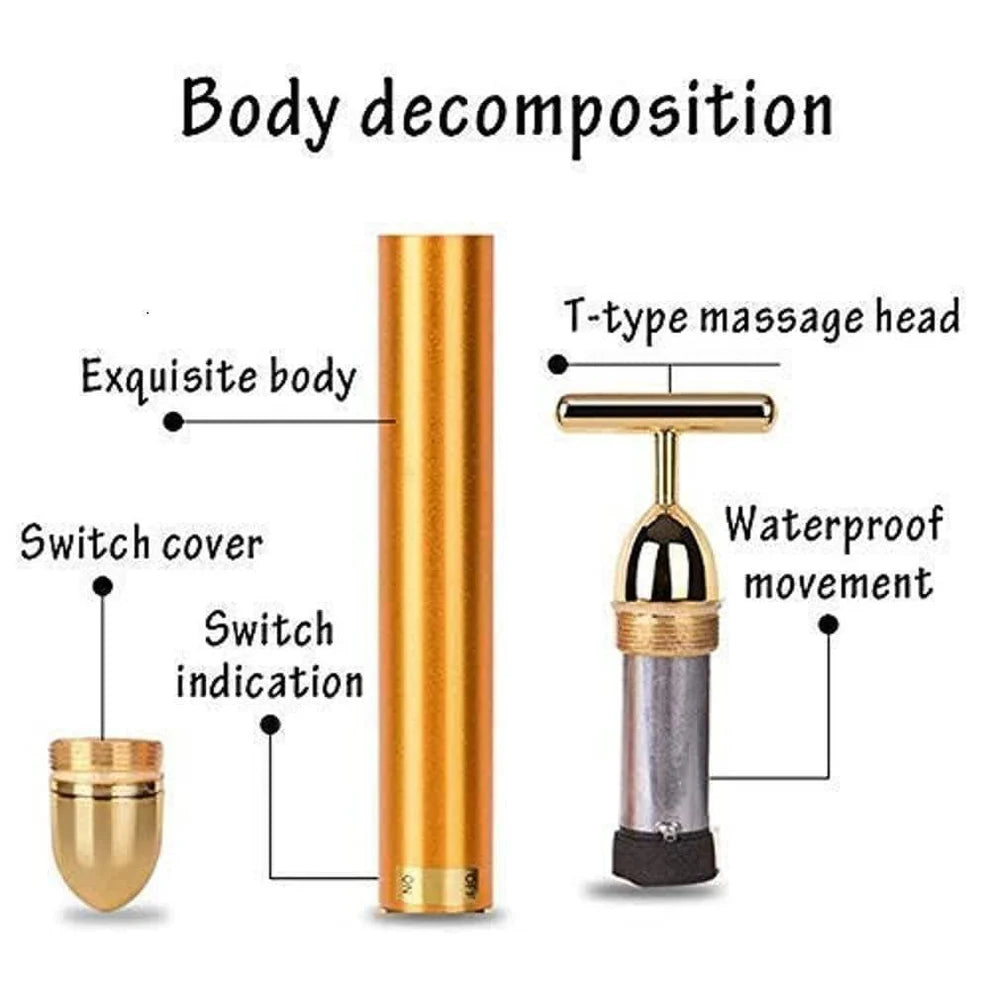 Gold T-Shape Vibrating Face Massager 🌟70% OFF🌟🌟
