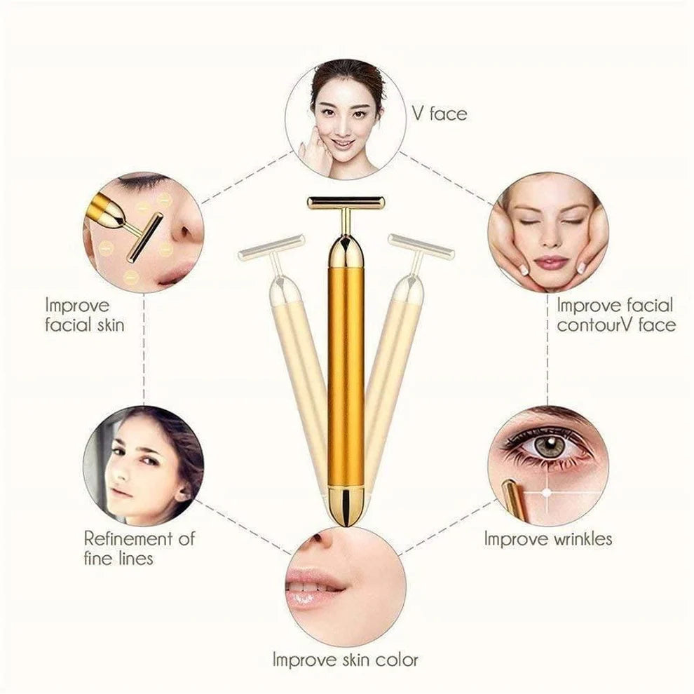 Gold T-Shape Vibrating Face Massager 🌟70% OFF🌟🌟