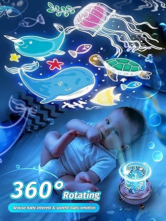 Star LED Projector Night Light - 72 Light Modes Baby Sound Machine for Kids Room Decor, Bedroom - Kawaii Unicorn Gifts for Girls, Clear