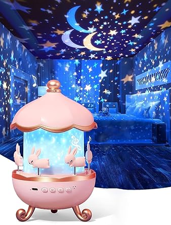 Star LED Projector Night Light - 72 Light Modes Baby Sound Machine for Kids Room Decor, Bedroom - Kawaii Unicorn Gifts for Girls, Clear